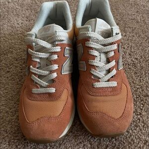 New Balance 574 Orange and White Sneakers